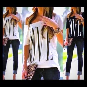 Off-the-Shoulder “Love” T-Shirt